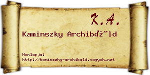 Kaminszky Archibáld névjegykártya